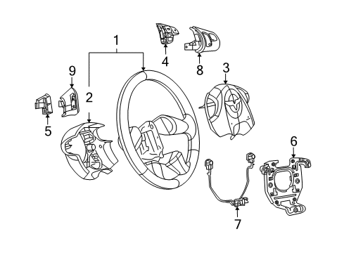 2009 Chevy Corvette Steering Column, Steering Wheel Diagram 4 - Thumbnail