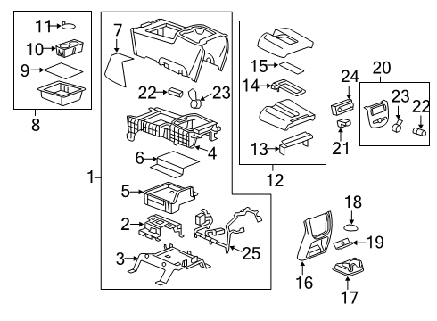 2014 GMC Sierra 2500 HD Compartment Asm,Front Floor <See Guide/Bfo> *Ebony Diagram for 19329543