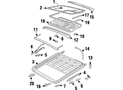 2001 Cadillac Catera Guide,Sun Roof Sunshade Rear (W/Cable) Diagram for 90414508