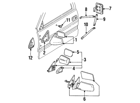 1994 Chevy K2500 Suburban Seal Assembly, Outside Rear View Mirror Diagram for 15697342