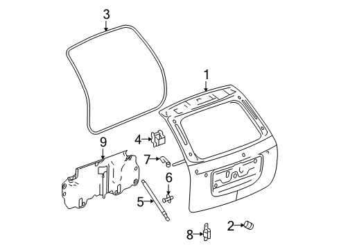 2006 Chevy Equinox Gate & Hardware Diagram