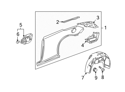 2007 Pontiac G6 Panel Assembly, Body Side Outer Rear Diagram for 25890568