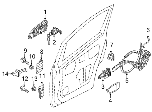 2017 Chevy City Express Front Door - Lock & Hardware Diagram