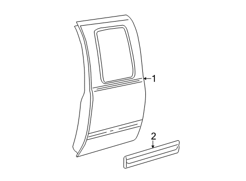 1999 GMC Sierra 1500 Rear Door & Components, Exterior Trim Diagram