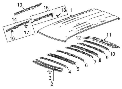 2022 GMC Yukon XL Roof & Components Diagram 2 - Thumbnail