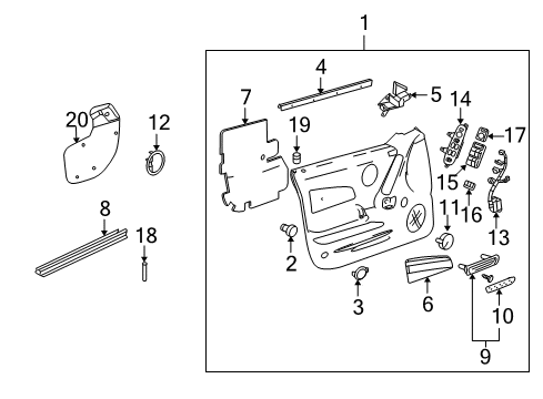 2007 Pontiac Grand Prix Interior Trim - Front Door Diagram