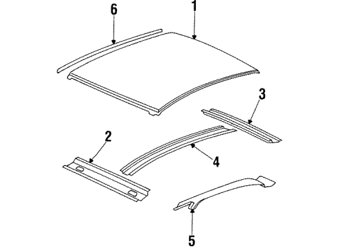 1999 Oldsmobile Intrigue Roof & Components, Exterior Trim, Body Diagram