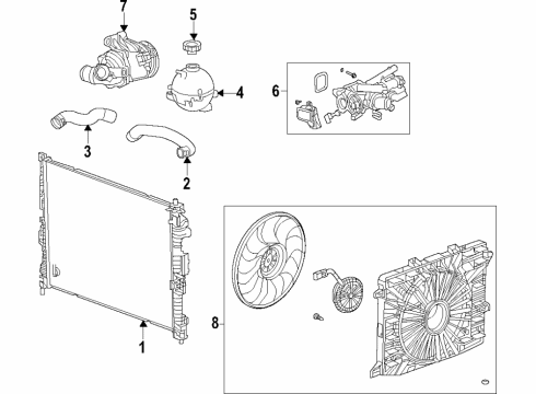 2022 Cadillac XT6 Cooling System, Radiator, Water Pump, Cooling Fan Diagram 3 - Thumbnail