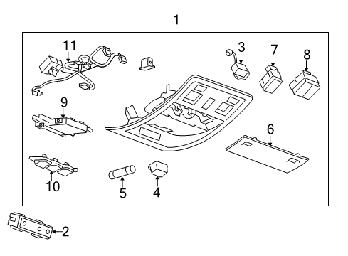 2007 GMC Sierra 3500 HD Console Assembly, Roof *Light Opel Gray Diagram for 25977608