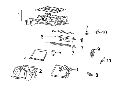 2007 Pontiac Vibe A/C Evaporator & Heater Components Diagram 2 - Thumbnail