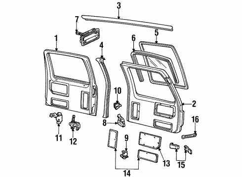 1998 Chevy Tahoe Back Door & Components, Glass & Hardware Diagram