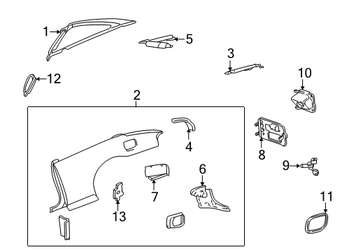 1996 Pontiac Sunfire Quarter Panel & Components Diagram