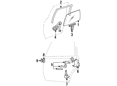 1986 Pontiac 6000 Rear Door - Glass & Hardware Diagram 2 - Thumbnail