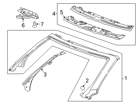 2017 Chevy Camaro Rail Assembly, Roof Inner Side Diagram for 84161857