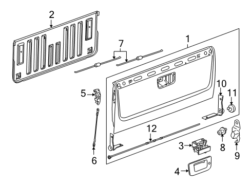 2009 Hummer H3T Liner, Pick Up Box End Gate *Dark Smoke Gry Diagram for 94736925