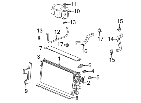 2004 Pontiac Bonneville Radiator & Components Diagram 1 - Thumbnail