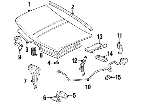 2000 GMC Yukon Hood & Components Diagram