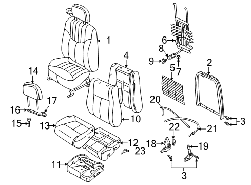 1999 Oldsmobile Alero Guide,Driver Seat Shoulder Belt Head Restraint *Pewter Diagram for 22614117