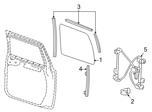 2004 Hummer H2 Weatherstrip,Front Side Door Window Diagram for 15785352