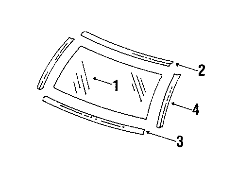 1989 Buick Electra Windshield Glass, Reveal Moldings Diagram