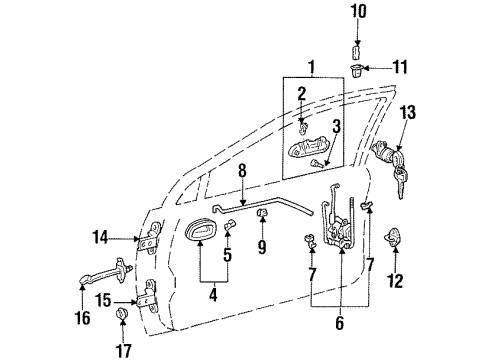 1999 Chevy Prizm Insulator,Front Side Door Outside Handle Diagram for 94857483