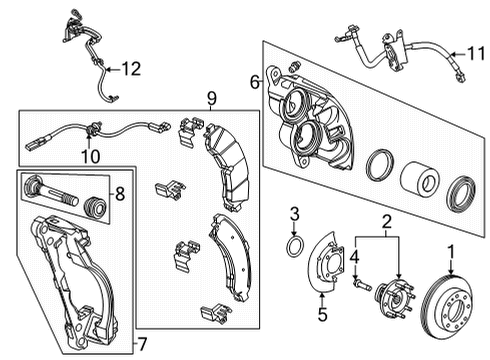 2024 GMC Sierra 2500 HD Front Brakes Diagram 1 - Thumbnail