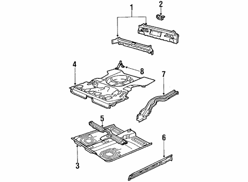 1988 Pontiac LeMans UNDERBODY, Rear Compartment Floor/Access Diagram for 90295611