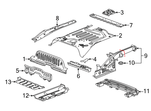 2014 Chevy Spark EV Rear Body - Floor & Rails Diagram