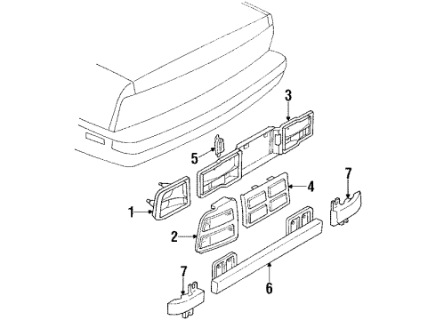 1993 Chevy Cavalier Lamp Assembly, Back Up & License Diagram for 16517457