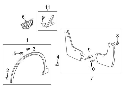 2024 Cadillac XT6 Front Splash Guards in Gloss Black Diagram for 84535417