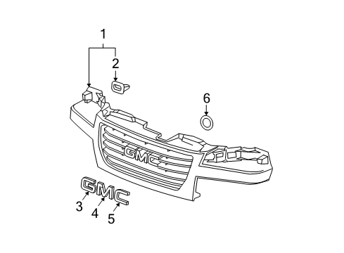 2005 GMC Canyon Grille & Components Diagram