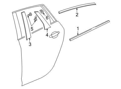 2012 Buick Verano Molding Assembly, Rear Side Door Window Belt Reveal Diagram for 22941687