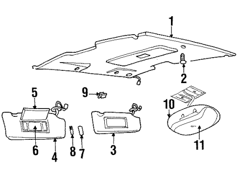 1998 Chevy Lumina Retainer Assembly, Sunshade <Use 1C3J*Pewter Diagram for 10426248