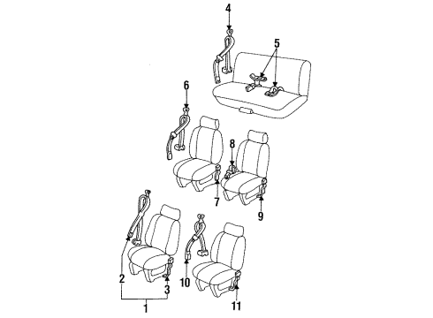 1990 Pontiac Trans Sport Belt Unit, 2Nd Seat Retractor Side Light*Medium Beechwd Diagram for 12500406