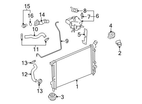 2005 Buick Terraza Radiator & Components Diagram