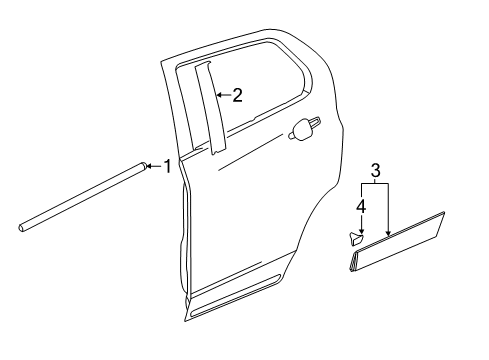 2022 Chevy Trax Exterior Trim - Rear Door Diagram