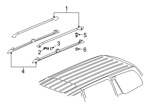 2005 Pontiac Montana Rail Assembly, Luggage Carrier Side (Aluminum Rail) Diagram for 15296763