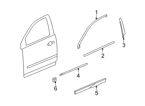 2008 Saturn Outlook Exterior Trim - Front Door Diagram