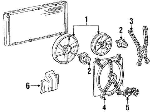 1996 Oldsmobile 88 Cooling System, Radiator, Water Pump, Cooling Fan Diagram 1 - Thumbnail