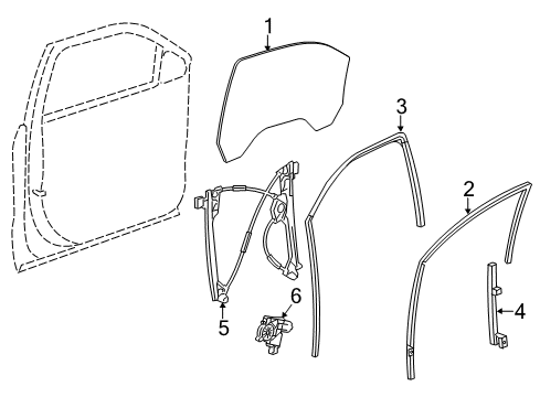 2020 Cadillac Escalade ESV Front Door - Glass & Hardware Diagram