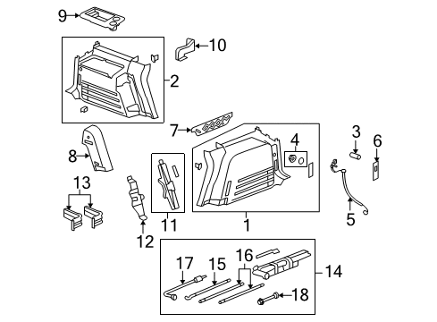 2008 Hummer H2 Bracket, Body Side Trim Panel Armrest Diagram for 25789633