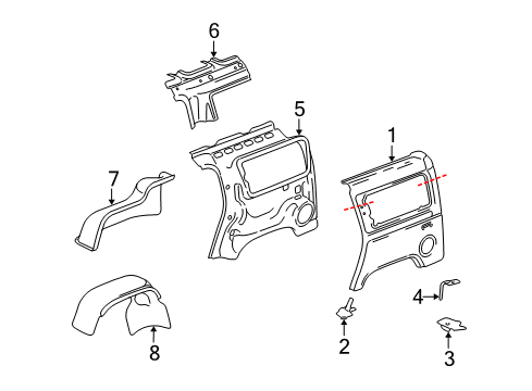 2008 Hummer H2 Quarter Panel & Components Diagram 2 - Thumbnail