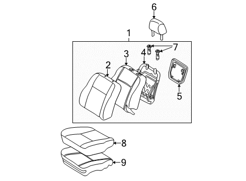 2003 Pontiac Vibe Frame,Driver Seat Back Cushion Diagram for 88970613