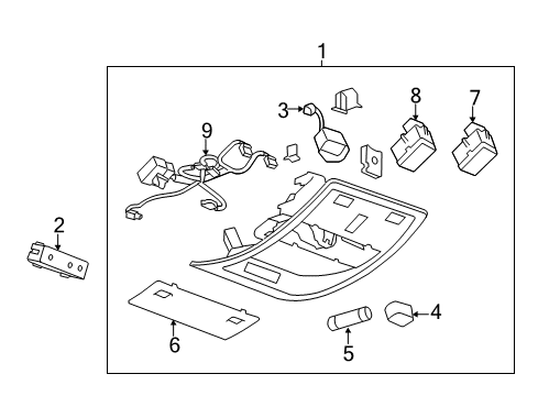 2013 GMC Sierra 3500 HD Console Assembly, Roof *Light Opel Gray Diagram for 20951522