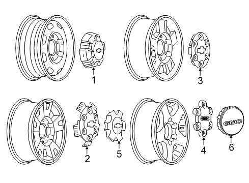 2008 GMC Canyon Wheel Covers & Trim Diagram