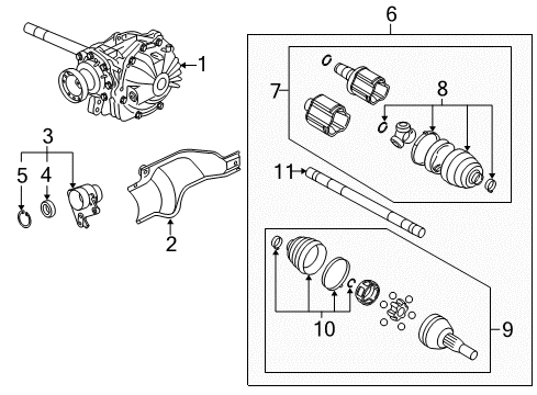 2005 Cadillac SRX Carrier & Front Axles Diagram