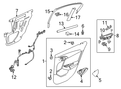 2016 Chevy SS Trim Assembly, Rear Side Door *Black Diagram for 92284073