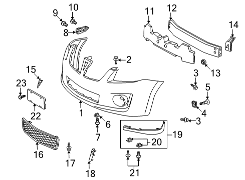 2009 Pontiac Vibe Grille,Front Bumper Fascia Outer *Black Diagram for 88975668