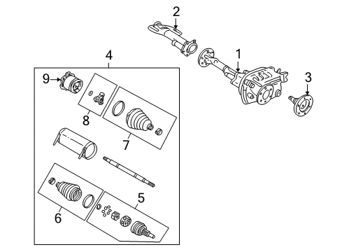 2008 Hummer H2 Carrier & Front Axles Diagram