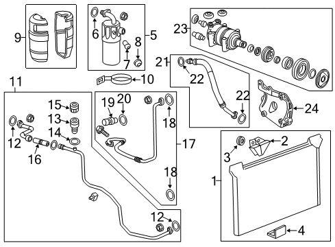 2014 GMC Sierra 3500 HD A/C Condenser, Compressor & Lines Diagram